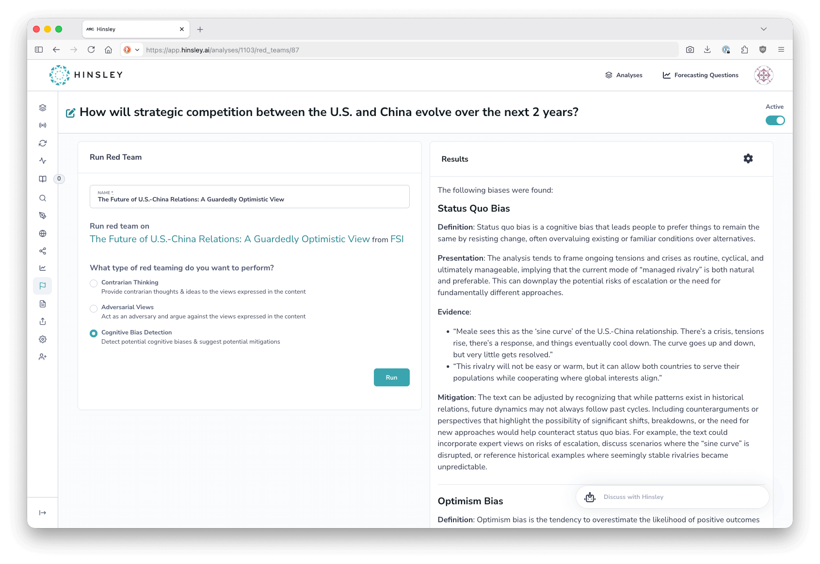 Bias detection screenshot